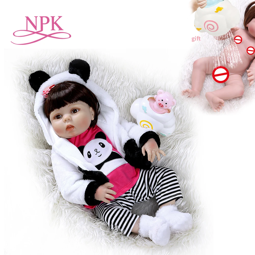 

NPK 56CM toddler girl doll full body silicone 0-3M real baby size bebe doll Anatomically Correct