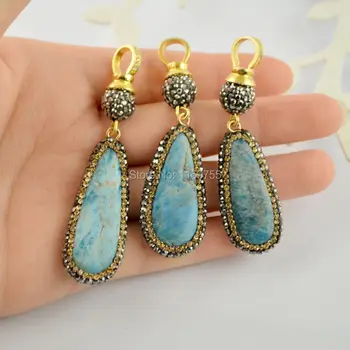 

wholesale Hot sell 10Pcs Gold Color Pave Crystal Rhinestone Stone Drop Pendants Jewelry