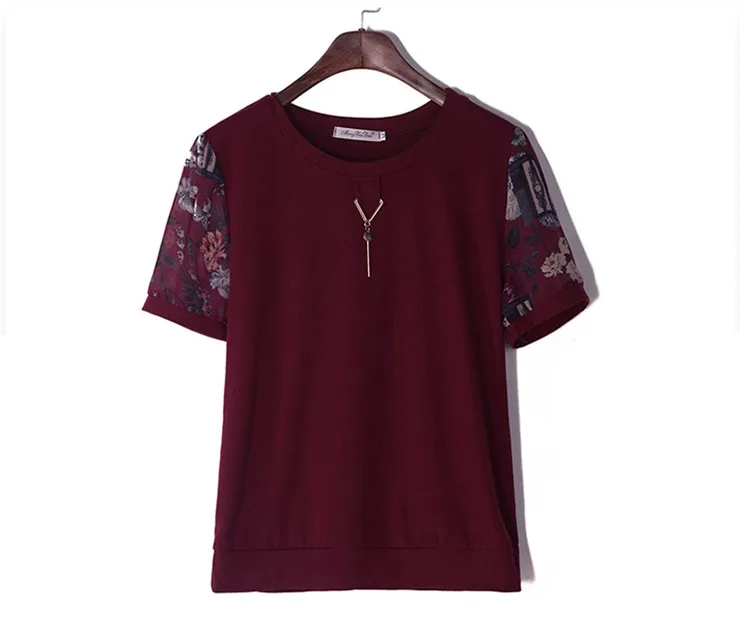 2018 New Summer Women Blouse Print Patchwork Short Sleeve Womens Tops And Blouses Casual Shirt Plus Size Tops Blusas Feminine (8)