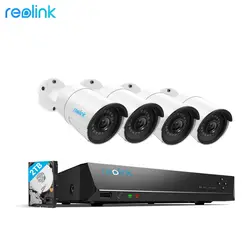 Reolink 4MP Система Видеонаблюдения 8ch PoE NVR & 4 POE IP Камеры Пуля Уличный Комплект Видеокамеры HD 2 ТБ HDD RLK8-410B4