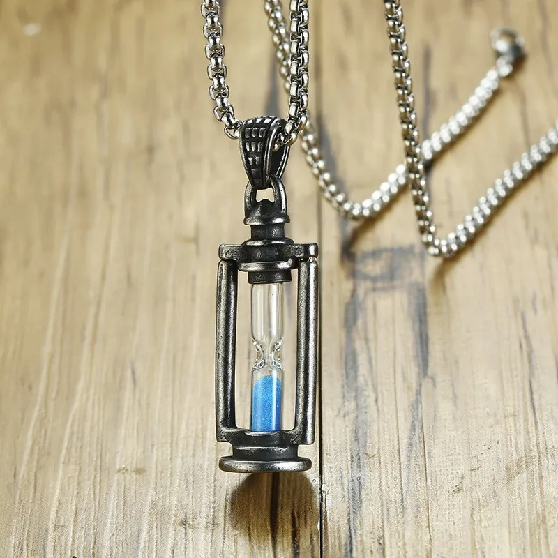 Sandman Sand Timer Hour Glass Brass Lantern Necklace Pendant on 16 Inch Chain Mr