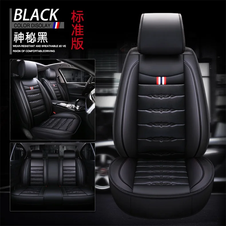 pu leather car seat cover auto seats covers for honda CR-V crv accord HR-V hrv airwave brv br-v city crosstour stream fit - Название цвета: Черный