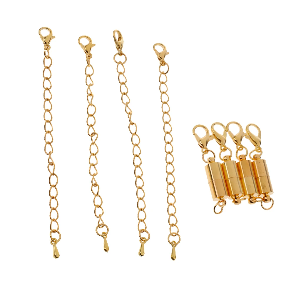 4pcs Magnetic Clasps Jewellery Findings Gold Tone Alloy Extender Link Chains