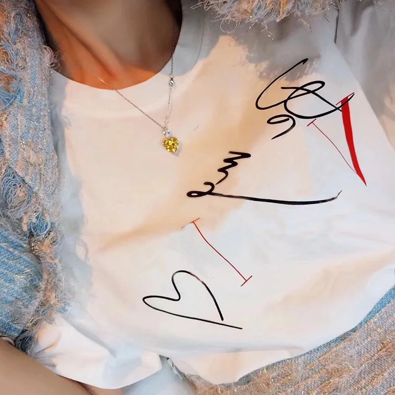 

2019 New Side Rivet Print T-shirts for Women O-neck Short Sleeve Plus Size T Shirt
