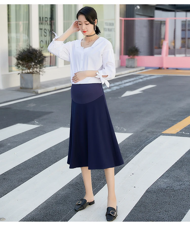 Новая модная Корейская версия стрейчевой юбки для беременных юбка с подъемом живота юбка платье