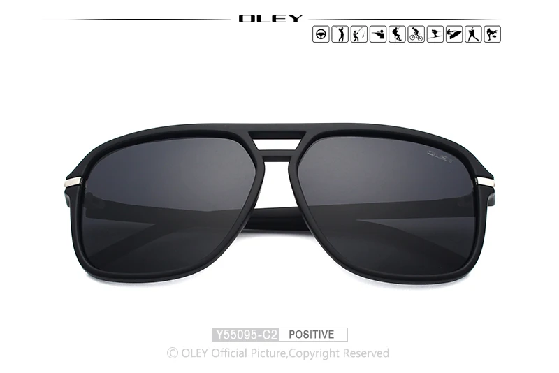 OLEY, винтажные негабаритные солнцезащитные очки, мужские, фирменный дизайн, wo, мужские, поляризационные, солнцезащитные очки для мужчин, большие очки - Цвет линз: Y55095 C2 BOX