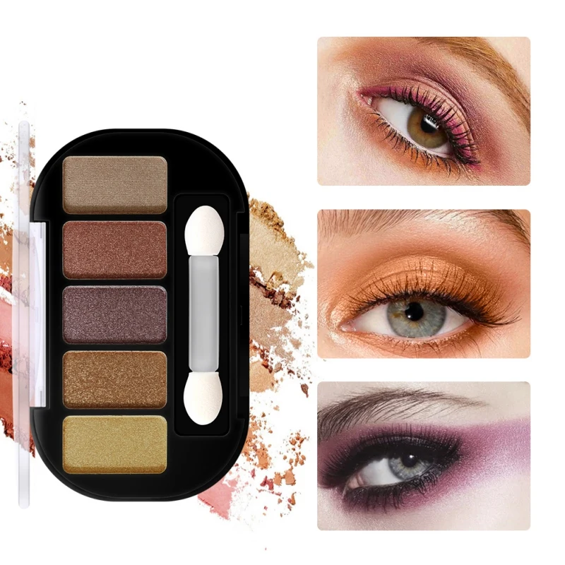 

5-color Shimmer Matte Eyeshadow Palette Waterproof Smudge-proof Colorfast Eye Shadow