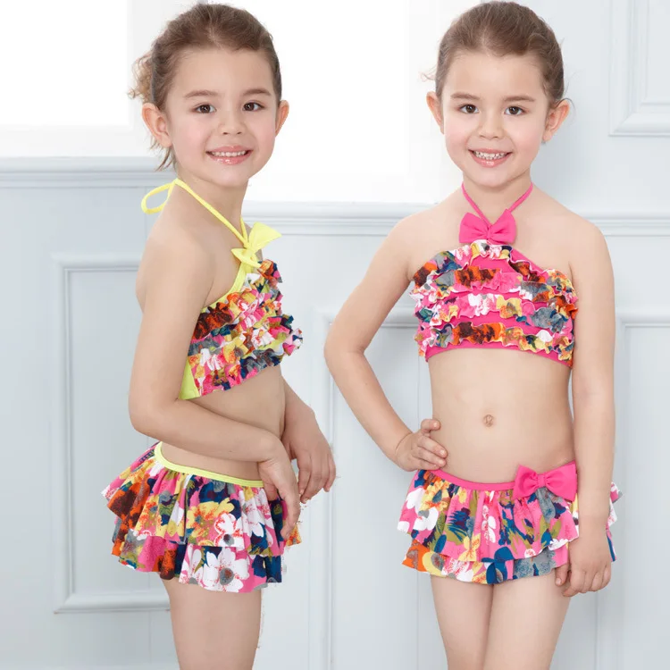 Meisjes bikini 2018 Leuke Bloemen Sailor Kind Bikini badpak badmode met