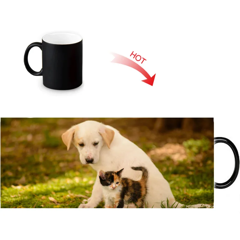 

12oz Heat Reactive Color Changing Morphing Mugs Boiling Water Sensitive Ceramic Morph Mug Custom Puppy Cat Tea Coffee Cup