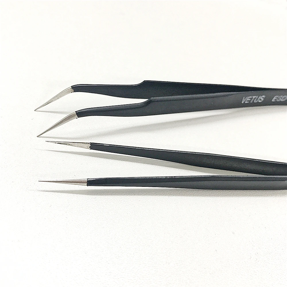 

High Quality 1set(2pcs) Stright and curved Eyelash Vetus Tweezers Stainless Steel for Eyelash Extension Tools Free Shipping