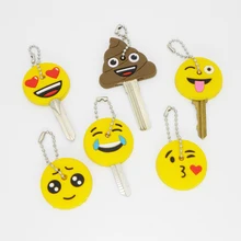 Silicone Amusing Head Yellow Face Stool Emoticons Smile Key Cover Key Cap Keychain Key Chain Key Ring Key Holder Women Bag Charm