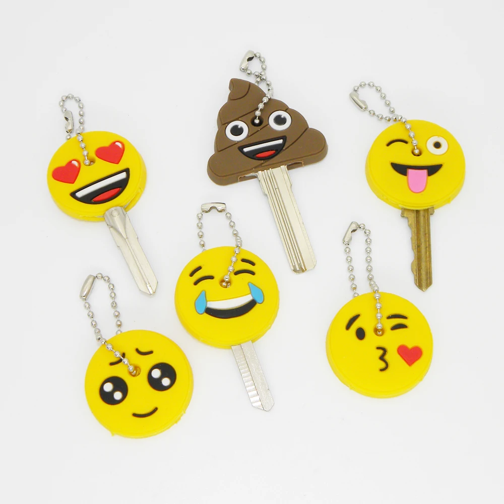 Silicone Amusing Head Yellow Face Stool Emoticons Smile Key Cover Key Cap Keychain Key Chain Key
