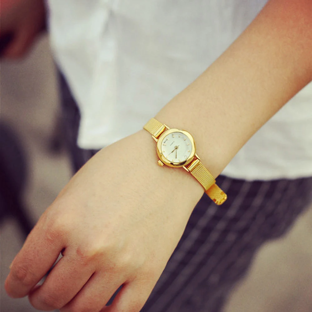 

Women's watch quartz watches Ladies clock Quartz Wrist Watches Stainless Steel small case Mesh band Gold mini watch women