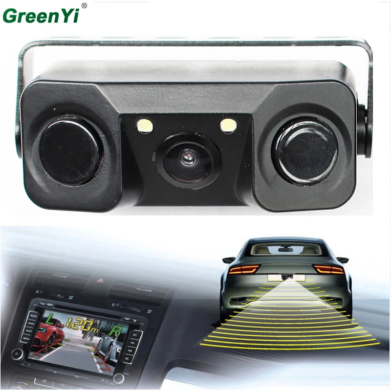 

GreenYi C716 10PCS 2 in 1 LED Sound Alarm Car Reverse Backup Video Parking Sensor Radar System with CCD Rear View Parking Camera