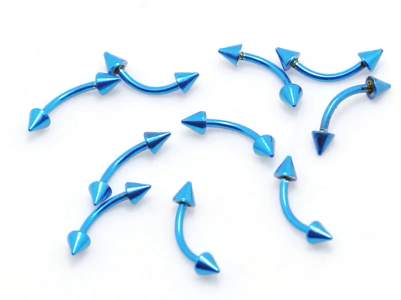 Buy blue color stainless steel eyebrow jewelry curved