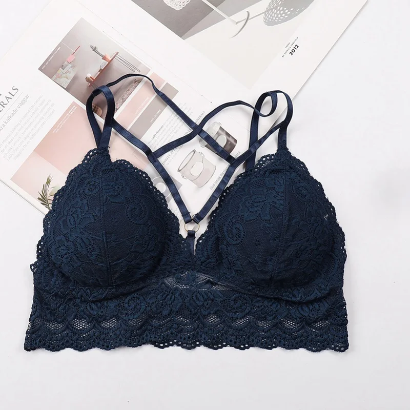 Пикантные Для женщин трубки топы Крест лифчик цветочный Bralette 2019 Новые Женские V шеи полый кружевной облегающий топ на бретельках