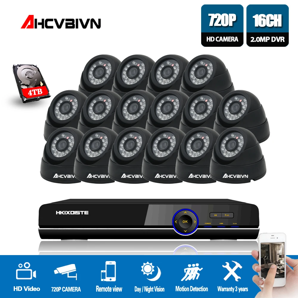 

16ch CCTV System 720P AHD Camera 16PCs Security Camera System AHD DVR 1080P HDMI CCTV DVR Recorder 1.0MP CCTV Camera system kit