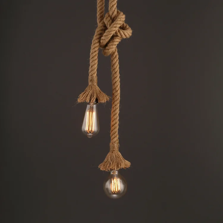 

SUKY art Hemp Rope Pendant Light Loft Creative Personality Industrial Pendant Lamp for Restaurant Coffee