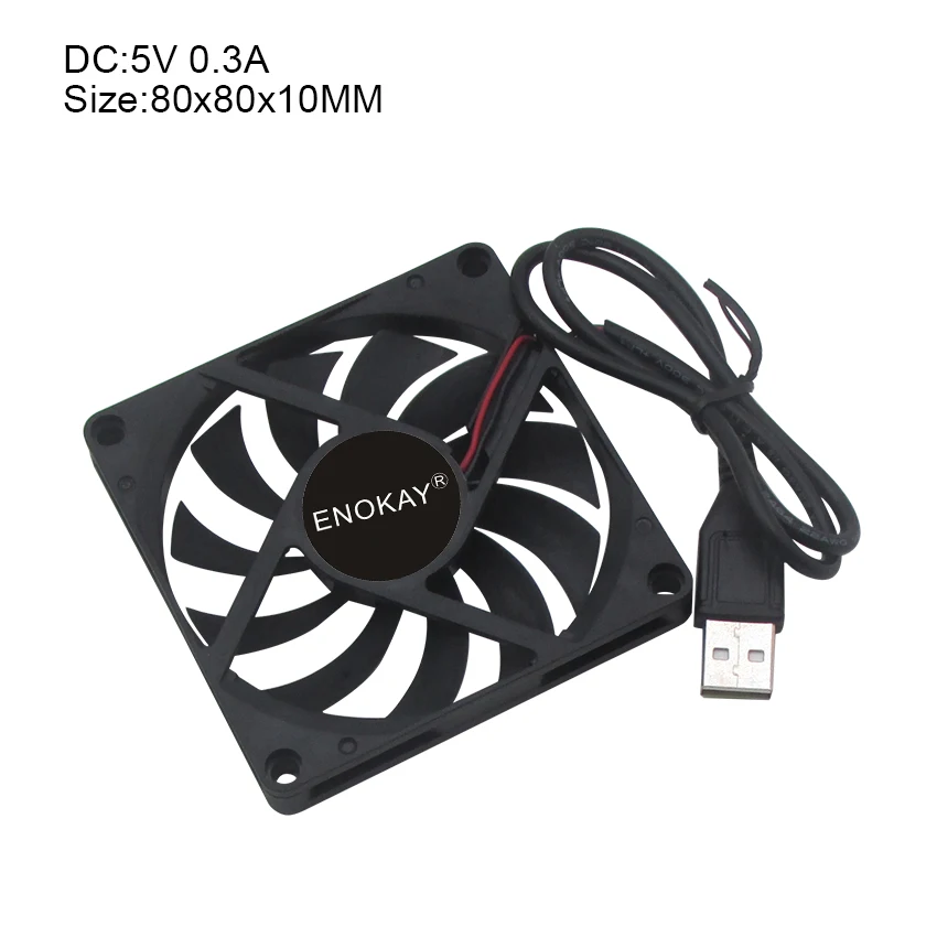 Вентилятор охлаждения Enokay 5 В USB 80 мм 80x80x10 80*80*15 8 см соединитель постоянного тока|dc