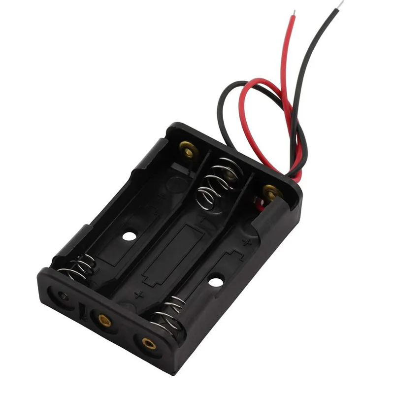

5Pcs/lot 3 x 1.5V AAA Battery Spring Clip Black Plastic 3 AAA Battery Case Holder Box Wirh Black Red Wire Leads
