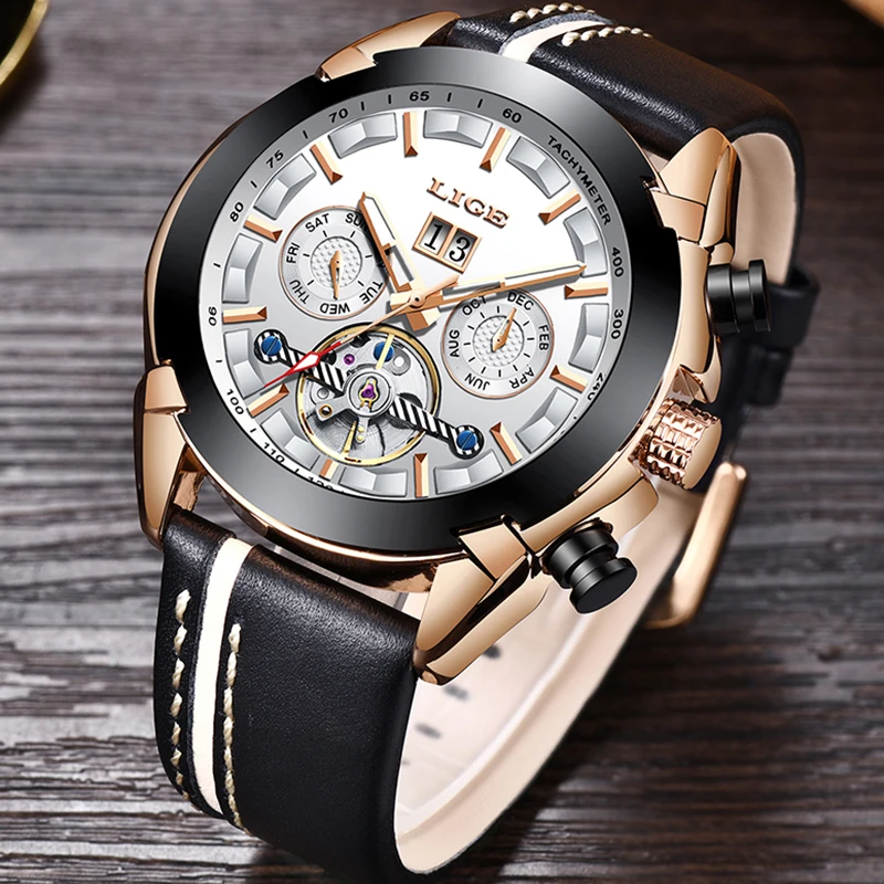 

2019LIGE New Business Machinery Watch Highgrade Military Sports Waterproof Watch Men Top Brand Tourbillon Clock Relogio Masculin