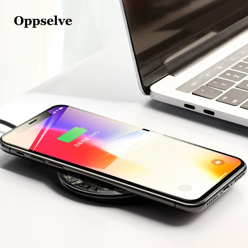 Oppselve 10 Вт Qi Беспроводное зарядное устройство для iPhone XS X 8 Стекло Быстрое беспроводное Беспроводное зарядное устройство для Galaxy S9 S8 Plus Note 9 Xiaomi