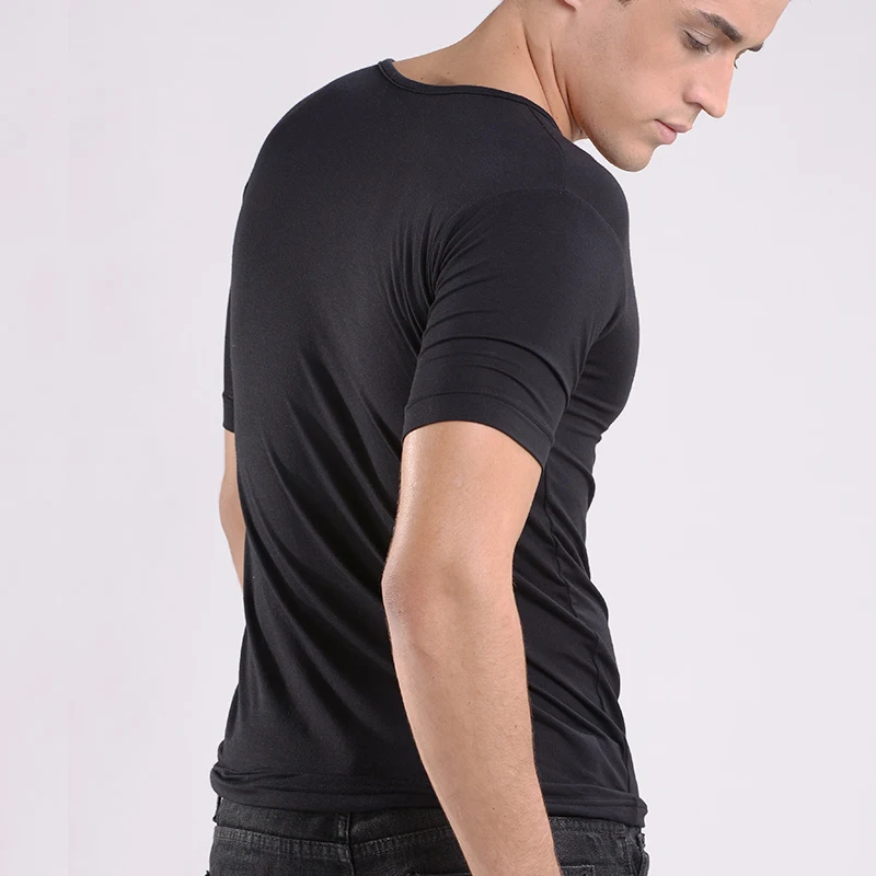 KalvonFu топ модный бренд Мужская футболка s Мужская фитнес дышащая футболка с u-образным вырезом тонкая однотонная Модальная рубашка