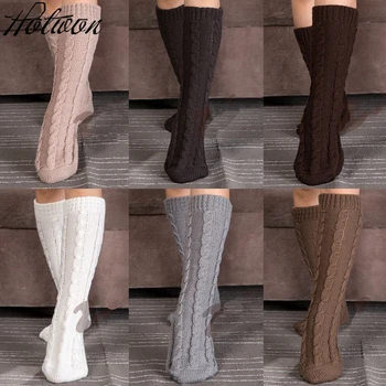 

Socks for Home Winter Warm Women Long Knitted Bed Socks with Pompom Girls Step Foot Knit Woolen Slippers Floor Socks Handmade