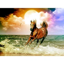 Cuadro Completo diamante 5D DIY diamante bordado corriendo pintura de caballo diamante punto de cruz rhinestone incrustaciones joyería regalo YY(China)