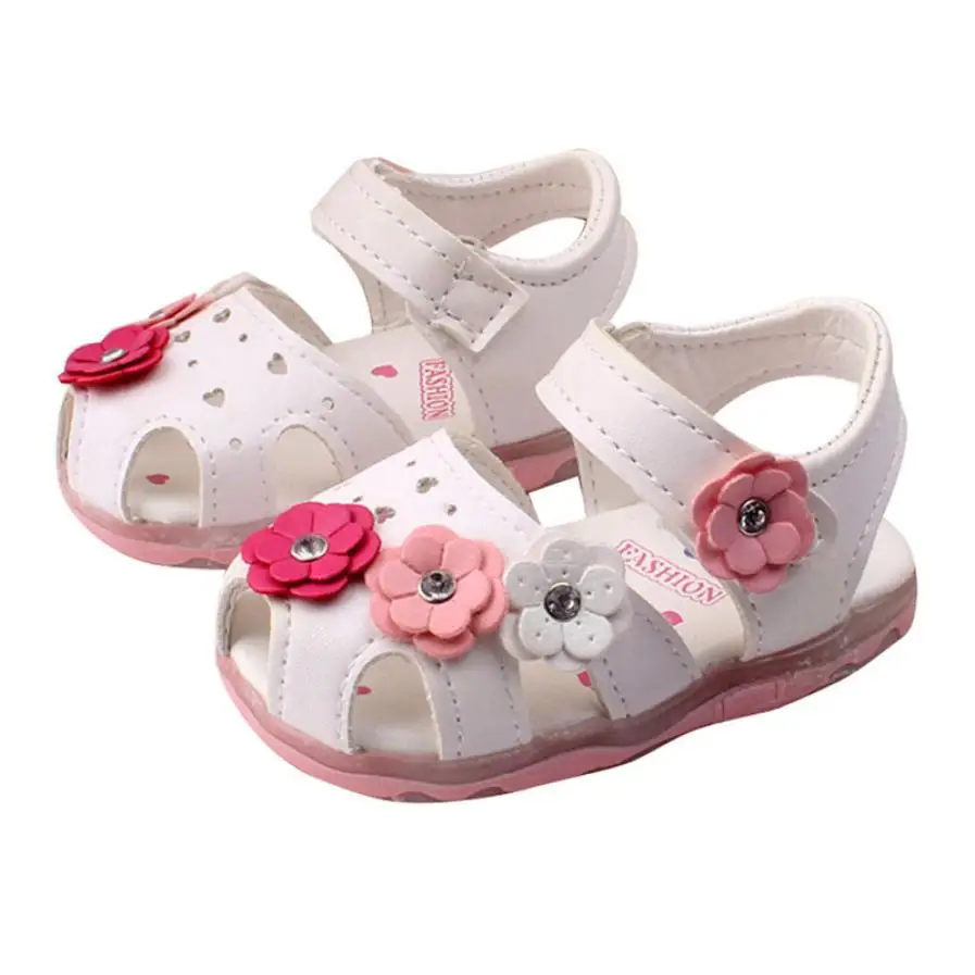 Shaunyging#4001 новые сандалии с цветами для маленьких девочек светящиеся мягкие туфли принцессы для малышей