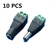 10 шт. 5,5 мм x 2,1 мм Женский штекер питания постоянного тока адаптер для 5050 3528 5060 одноцветная Светодиодная лента и камеры видеонаблюдения