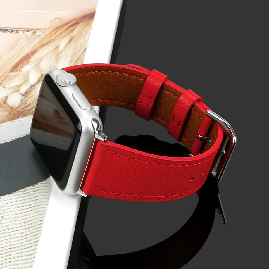 Часы кожаный ремешок 38/42 мм несколько Цвет спортивный ремешок регулируемый ремешок для браслет ремешок Apple Watch группа мужские Замена