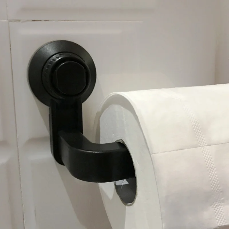 Wall-Mounted Roll Holder Suction Cup Paper Towel Holder Kitchen Bathroom Black White Accessories