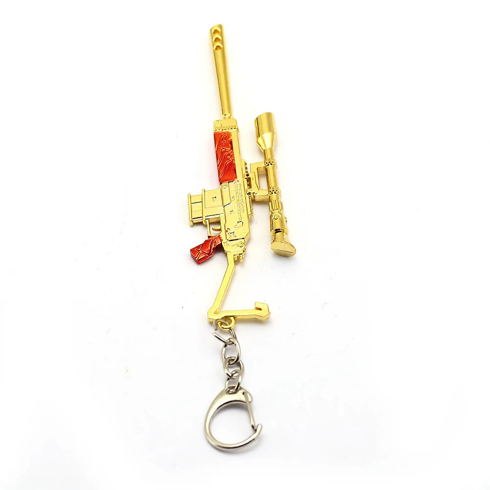 

12cm Simulation Gun Weapons Keychain PUBG Model Mini M4A1 AK47 Key Chain Car Keyring AWP Sniper Cool for Mens Key Cover Jewelry