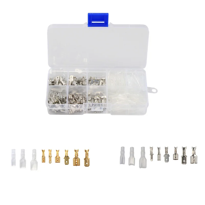 

180Pcs 2.8/4.8/6.3mm Electrical Wire Connector Crimp Terminals Female/Male Spade Connectors Assortment Kit