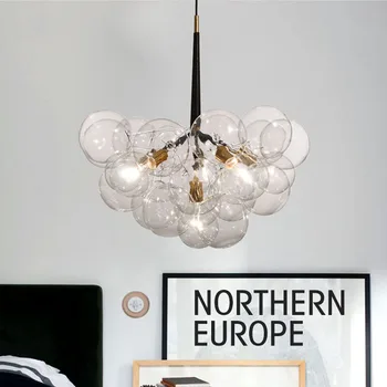 

New Nordic Vintage Loft 9/12/18 Heads Bulbs DNA bubble glass ball pendant light fixture Magic Bean bar cafe indoor lighting