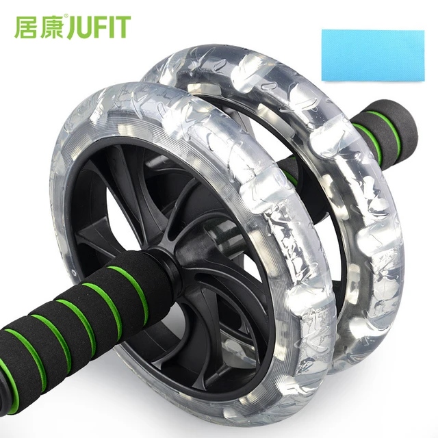 US $44.76 JUFIT No Noise Abdominal Wheel Double-Wheeled Ab Roller Trainer Fitness Equipment Gym Exercise Men 