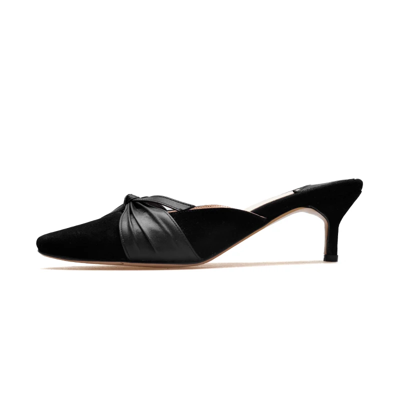 Doratasia Noir rouge Véritable Bout Noeud Pompes Mules Hauts Cuir Pointu Grand orange Kid Chaussures Papillon Size34 Femme En 43 Poursuivi Talons AzWAqFcrR