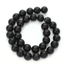 Lii Ji Frost черный оникс агат AAA Качество бусины 4 6 8 10 12 14 16 18 20 мм приблизительно 39 см/1" 5 нитей DIY ювелирных изделий