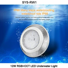 Miboxer DC24V 12W RGB+CCT LED Underwater Light Waterproof IP68 RGB+CCT Swim pool light,1 CH Host Controller,1 CH signal power