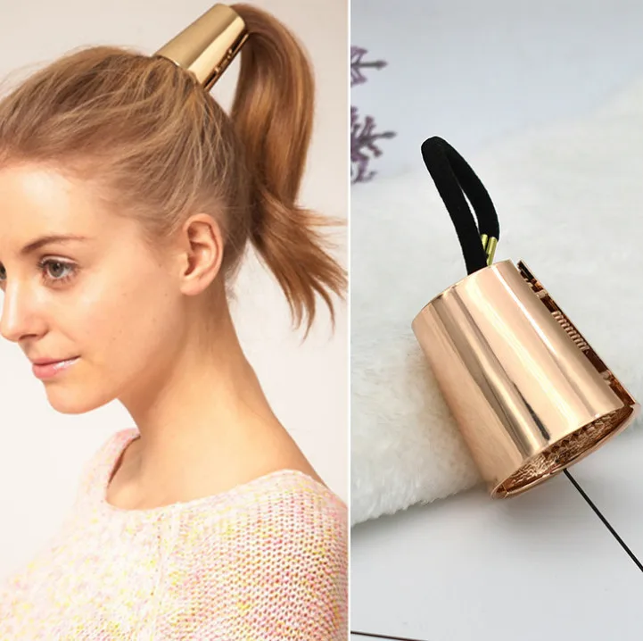 

Womens Hair Accessories golden Scrunchy Punk Ponytail Holder Elastic Hair Bands Circle Round Scrunchy acc618
