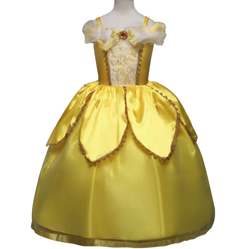 

Kids Carnival Clothing Beauty And The Beast Bella Princess Cosplay Costumes Girl Christmas Halloween Party Long Dresses Children