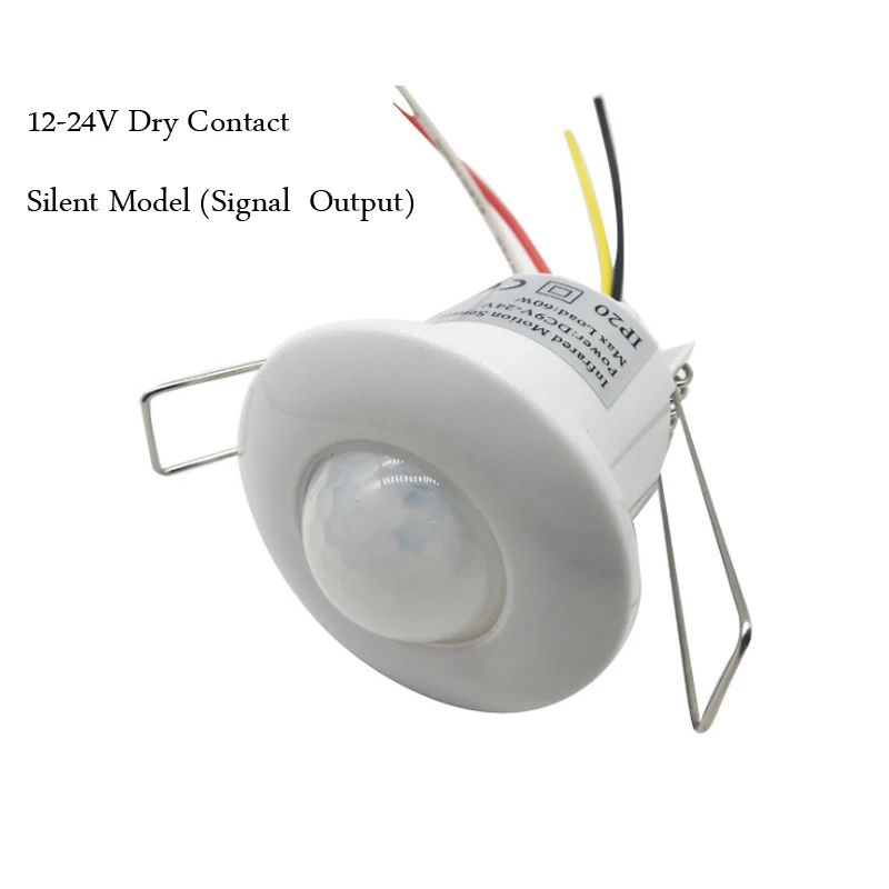 

intelligent silent dry contact 12V-24V Ceiling mini embedded infrared human body motion sensor switch reed switch signal