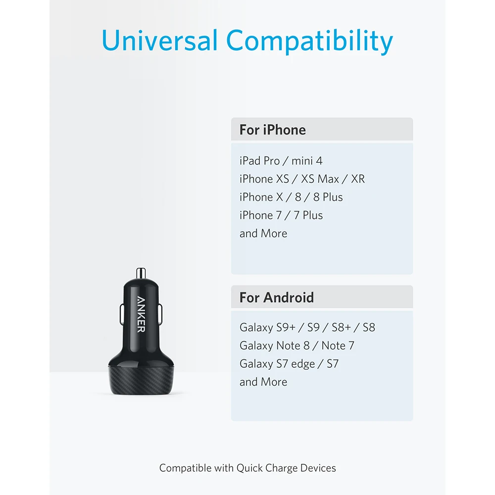 Anker 30 Вт двойное USB быстрое зарядное устройство, совместимо с устройствами быстрой зарядки, PowerDrive speed 2 с PowerIQ 2,0 для Galaxy iPhone и т. Д