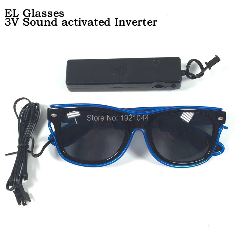 Best Price 10 Color optional 100pcs wholesale Flashing LED El Wire Glasses with dark lens Sound Control Drive Festival DIY Decoration