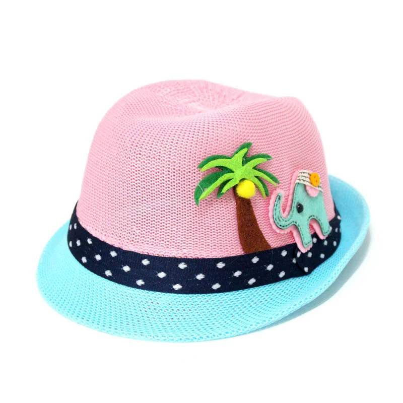 Kinder Elefanten Jazz Stroh Hut Sommer Kinder Strand Sonnencreme Hüte Mode Jungen Mädchen Im Freien Atmungsaktive Cowboys Kappe CP0181