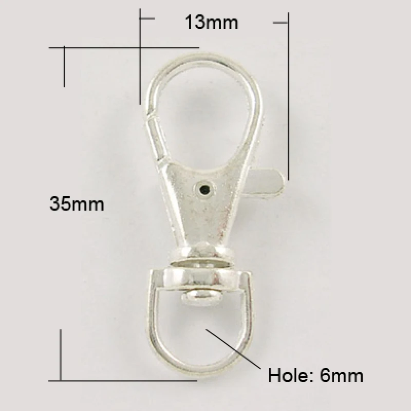 60pcs Alloy Swivel Lobster Claw Clasps Swivel Snap Hook for jewellery making DIY accessories supplies Wholesale F60 - Color: Sliver 35x13mm