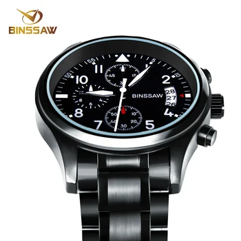 

BINSSAW Men Luxury Brand Quartz Watch Stainless Steel Waterproof Luminous Sport Watches Top Fashion Business Relogio Masculino