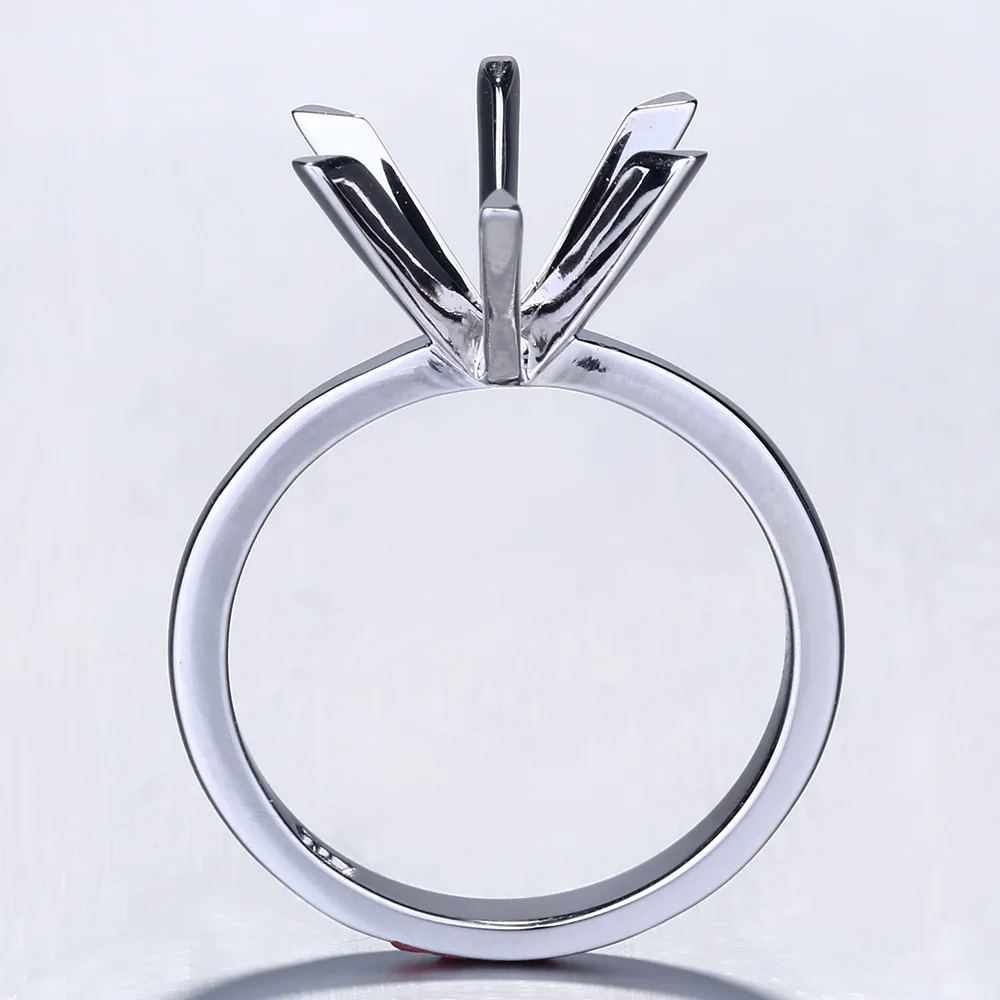 Особенным! 9-10 мм круглый разрез Стерлинговое Серебро 925 обручальное свадебное полукрепление тонкое кольцо женские детали ювелирного изделия 6 зубец