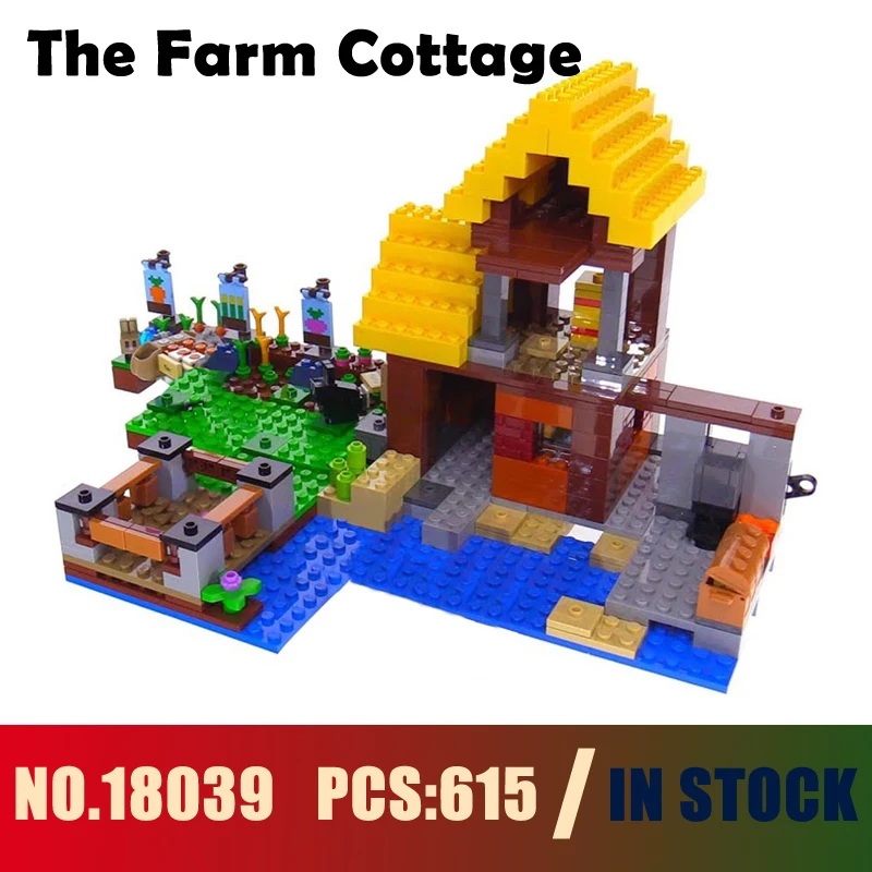 

Models building toy 18039 615PCS My World Minecraft The Farm Cottage Building Blocks Compatible with lego 21144 toys & hobbies